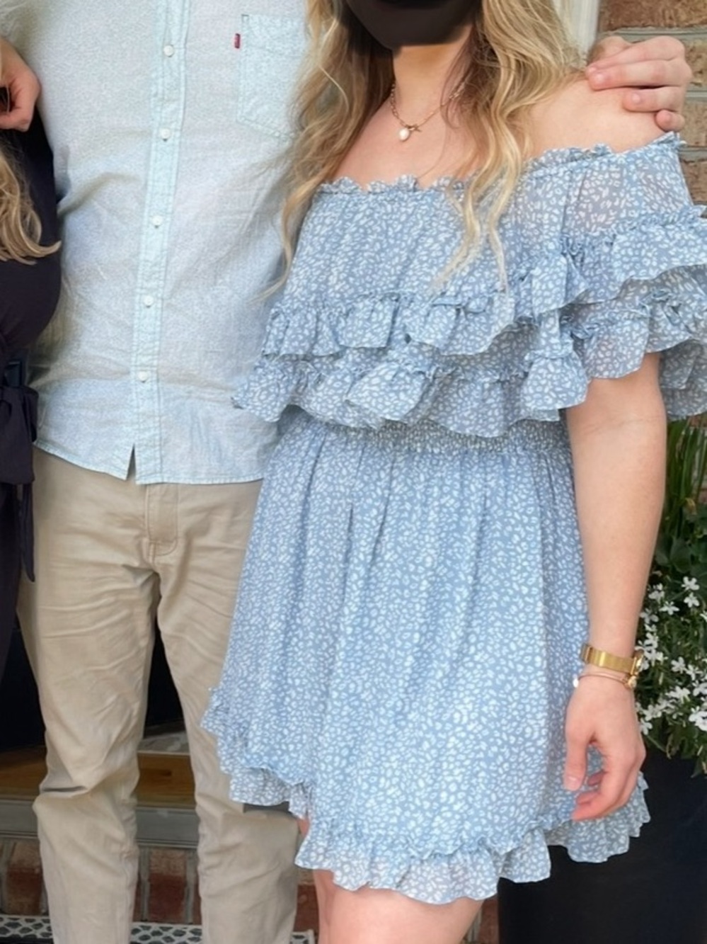 Light Blue Ruffle Off-Shoulder Dress - Picture 5 of 5